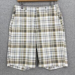Ben Hogan Shorts Mens 30 Golf Brown Plaid Slash Pockets Activewear Stretch Chino